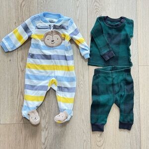 Baby Boy fleece Onesie + Pajama Set